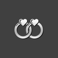 Wedding ring icon in metallic grey color style. vector