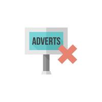 Ad post with cross sign icon in flat color style. vector