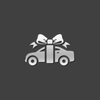 Car prize icon in metallic grey color style. Prize gift present vector