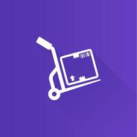 Logistic trolley flat color icon long shadow vector illustration