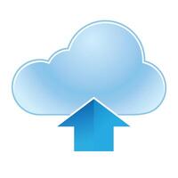 Cloud upload icon in color. Computing data storage vector