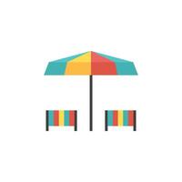 Beach umbrella icon in flat color style. Vacation holiday vector