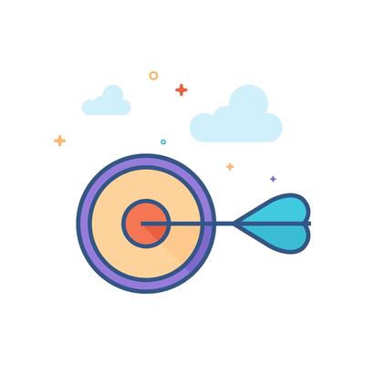 Arrow bullseye icon flat color style vector illustration