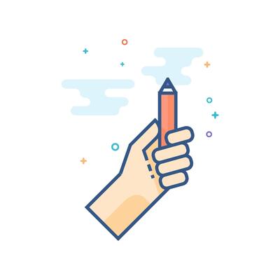 Pencil measure icon flat color style vector illustration