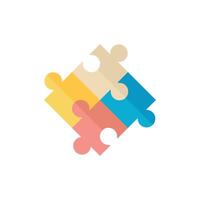 Puzzle icon in flat color style. Toy playing jigsaw match parts vector