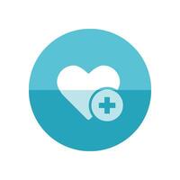 Favorite icon in flat color circle style. Internet symbol like plus heart shape vector