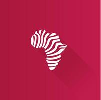 Africa map striped flat color icon long shadow vector illustration