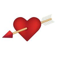 Arrow heart icon in color. Love Valentine cupid vector