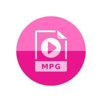 Video file format icon in flat color circle style. Computer data movie streaming online download vector