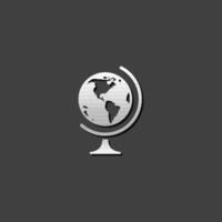 Globe icon in metallic grey color style. Earth map education school vector