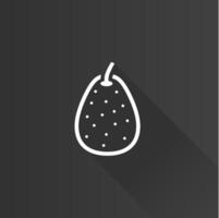 Pear flat color icon long shadow vector illustration