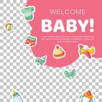 Template hand drawn baby announcement background design vector