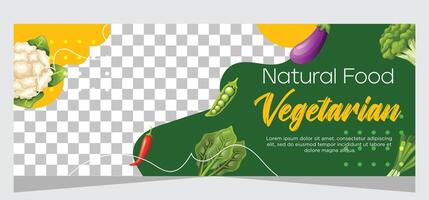 Vegetarian horizontal banner template design vector