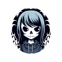 AI generated spooky girl art illustrations for stickers, tshirt design, poster etc png