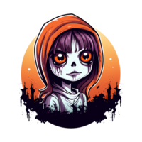 AI generated spooky girl art illustrations for stickers, tshirt design, poster etc png