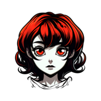 AI generated spooky girl art illustrations for stickers, tshirt design, poster etc png