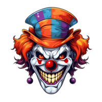 AI generated Spooky clown art illustrations for stickers, tshirt design, poster etc png