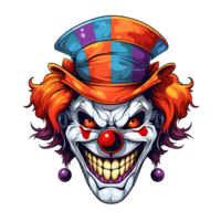 ai genererad läskigt clown konst illustrationer för klistermärken, tshirt design, affisch etc png