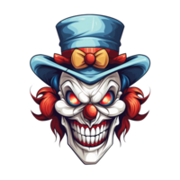 AI generated spooky clown art illustrations for stickers, tshirt design, poster etc png