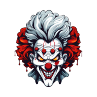 AI generated spooky clown art illustrations for stickers, tshirt design, poster etc png