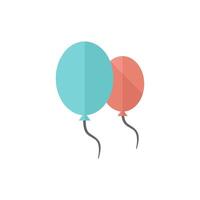 Balloon icon in flat color style. Object celebration rubber d vector