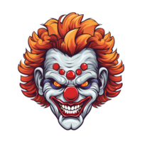 AI generated Spooky clown art illustrations for stickers, tshirt design, poster etc png