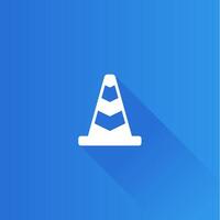 Traffic cone flat color icon long shadow vector illustration