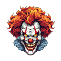 AI generated Spooky clown art illustrations for stickers, tshirt design, poster etc png