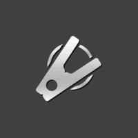 Clothes peg icon in metallic grey color style. Clothes pin clamp vector