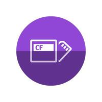 Compact flash and SD card icon in flat color circle style. Computer photography store image file data digital vector