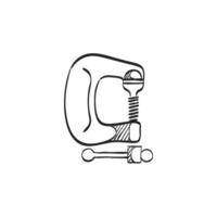 Hand drawn sketch icon clamp tool vector