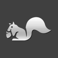 Squirrel icon in metallic grey color style.Mammal animal vector