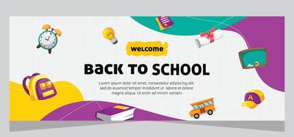 Horizontal banner for back to school. Template banner design vector