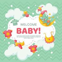 Template hand drawn baby announcement background design vector