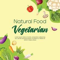 Healthy vegetarian food social media post template design vector