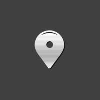 Pin location map icon in metallic grey color style. vector