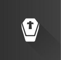 Coffin flat color icon long shadow vector illustration