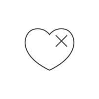 Broken heart icon in thin outline style vector