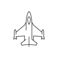 Fighter jet icon in thin outline style vector