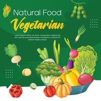 Social media post vegetarian food template design vector
