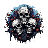 AI generated Skulls art illustrations for stickers, tshirt design, poster etc png