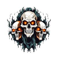 AI generated Skulls art illustrations for stickers, tshirt design, poster etc png