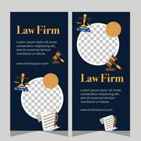 Flat design law firm vertical banner template. Premium banner template vector