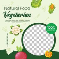 Organic and healthy food template social media post design vector