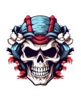 AI generated Skull samurai art illustrations for stickers, tshirt design, poster etc png