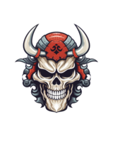 AI generated Skull samurai art illustrations for stickers, tshirt design, poster etc png