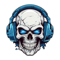 AI generated Skull with headphone art illustrations for stickers, tshirt design, poster etc png