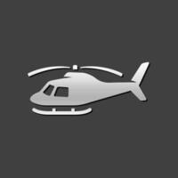 helicóptero icono en metálico gris color estilo. transporte aire aviación vector