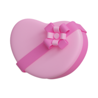 3d hjärta form gåva låda hjärtans dag ikon png