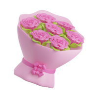 3d Rosa ramo de flores San Valentín día icono png